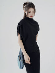 Autumn - Winter Design Sense Niche Hip Long  Black Knit Dress / Vestido Negro Largo de Punto con estilo de Nicho Otoño - Invierno