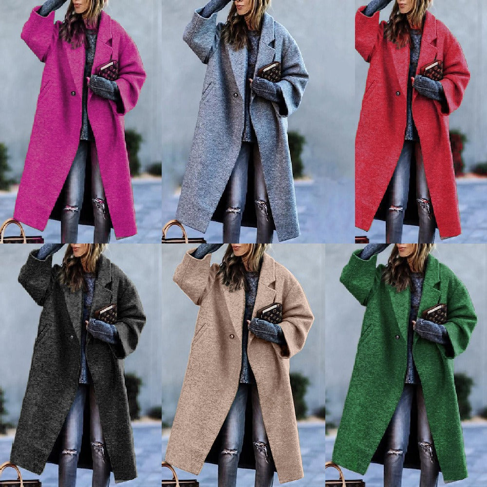 Modern Autum/Winter Long woolen Coat  no belt /Abrigo Sin Cinturon moderno