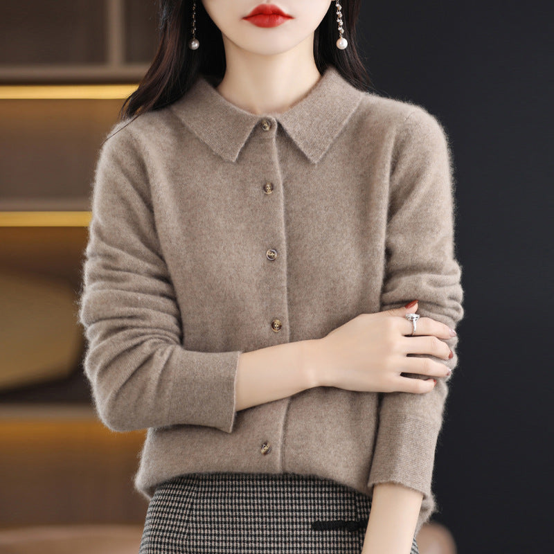 Casual POLO Cardigan with Collar  Cashmere - Wool Sweater/ Sweater con Cuello Casual Cashemere - Lana