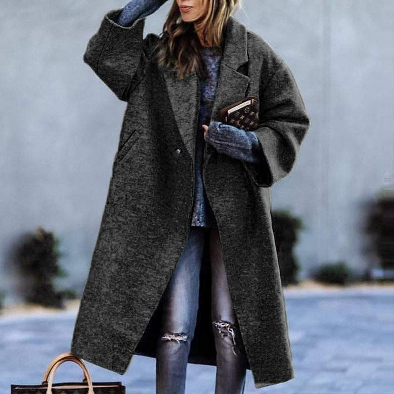 Modern Autum/Winter Long woolen Coat  no belt /Abrigo Sin Cinturon moderno