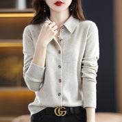 Casual POLO Cardigan with Collar  Cashmere - Wool Sweater/ Sweater con Cuello Casual Cashemere - Lana