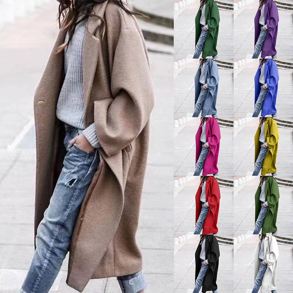 Modern Autum/Winter Long woolen Coat  no belt /Abrigo Sin Cinturon moderno