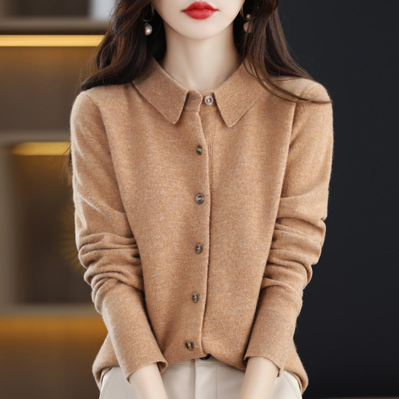 Casual POLO Cardigan with Collar  Cashmere - Wool Sweater/ Sweater con Cuello Casual Cashemere - Lana